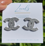 "CC- Glam II” Silver Earrings