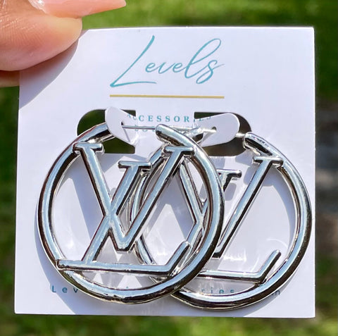 “LV- I" Hoops - Silver