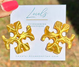 “TT” Matte Gold Clip on Earrings