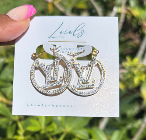 “LV Glam" Mini Hoops Gold