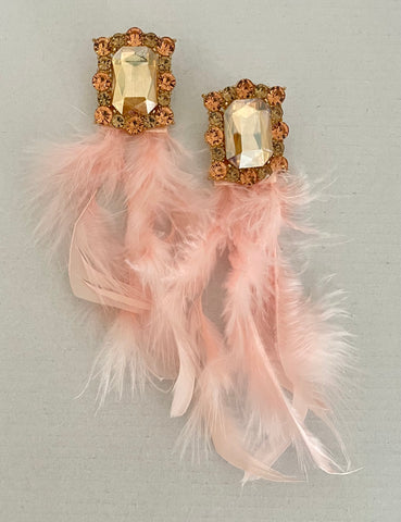 “Glam Feather II" Light Pink Earrings